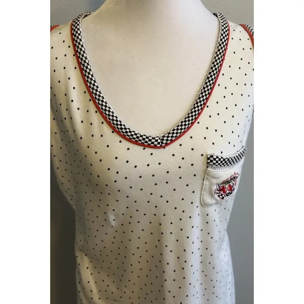 VTG Mary Engelbreit Cherry Polka Dot Nightgown Pj Nightie Granny Cottage Prairie